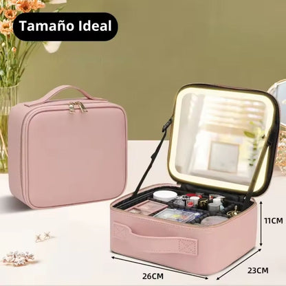 Neceser de Maquillaje Viajero con Espejo LED