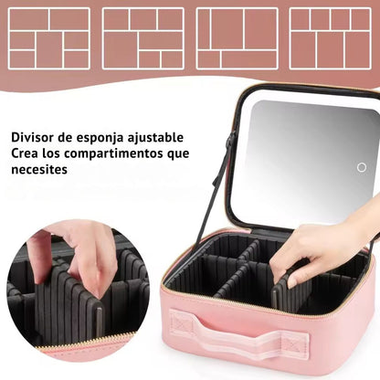 Neceser de Maquillaje Viajero con Espejo LED