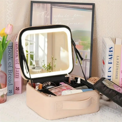 Neceser de Maquillaje Viajero con Espejo LED