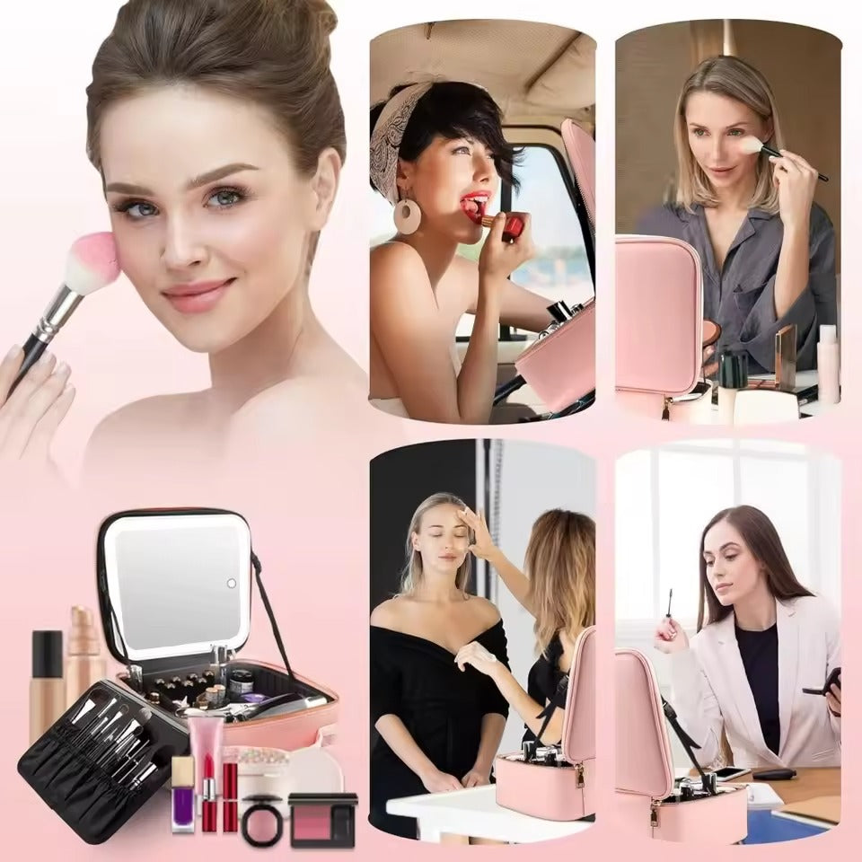 Neceser de Maquillaje Viajero con Espejo LED