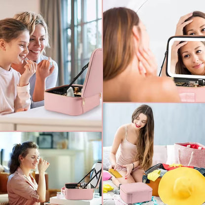 Neceser de Maquillaje Viajero con Espejo LED