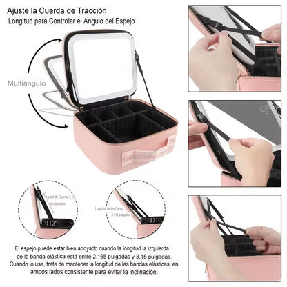 Neceser de Maquillaje Viajero con Espejo LED